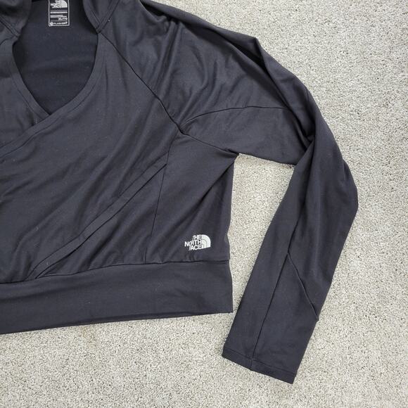 The North Face Womens Flashdry Hoodie XL Black Crisscross Cropped Thumb Holes - Picture 11 of 16